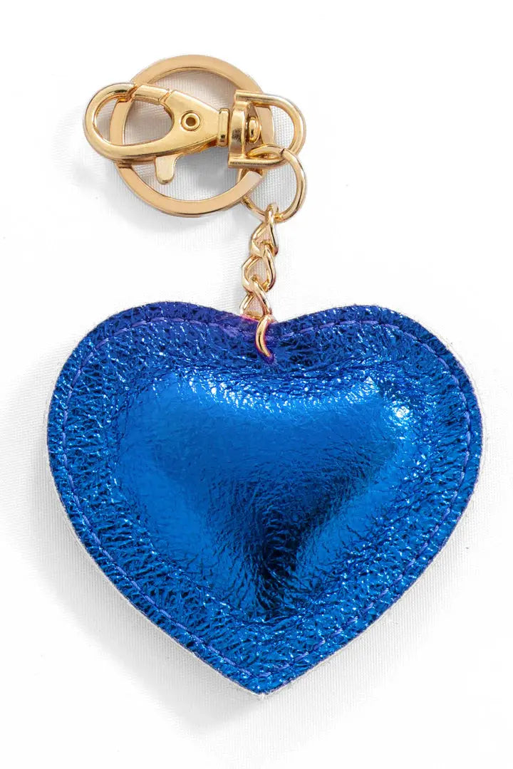 Italian Leather Metallic Love Heart KEYRING The Style Closet