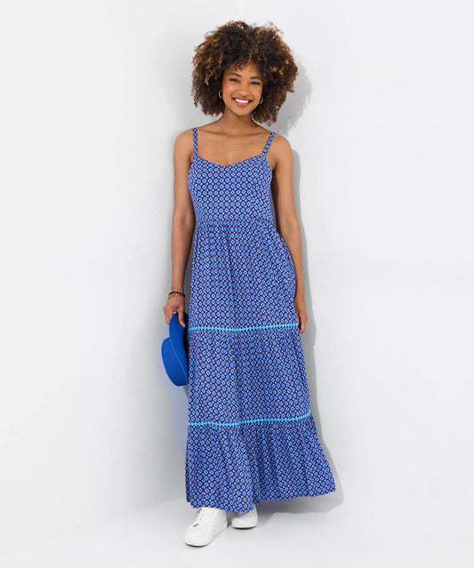Gina Printed Maxi Dress: Blue