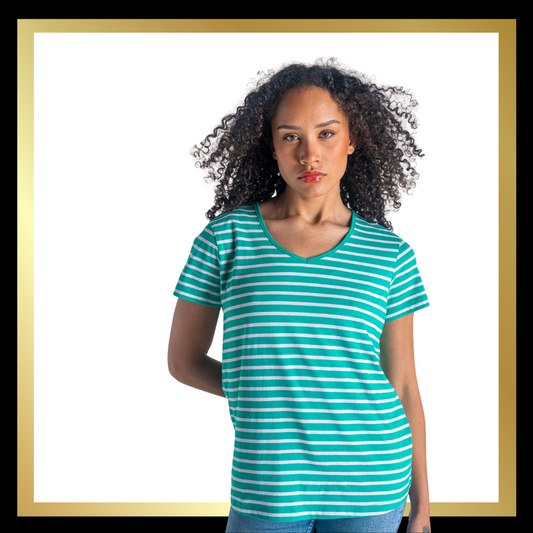 V Neck Striped T-Shirt