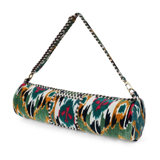 The Ikat Velvet Yoga Bag: Green