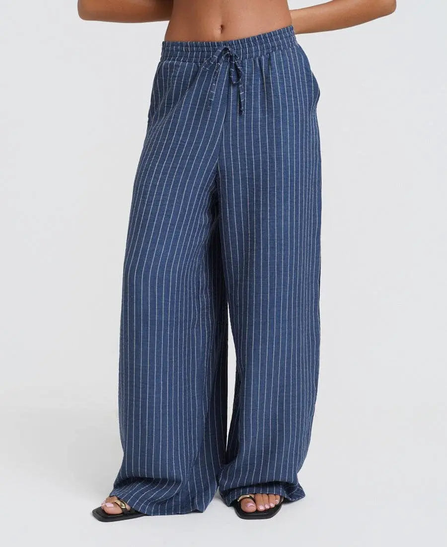 Blue Stripe Wide Leg Trousers: M Needs No Label