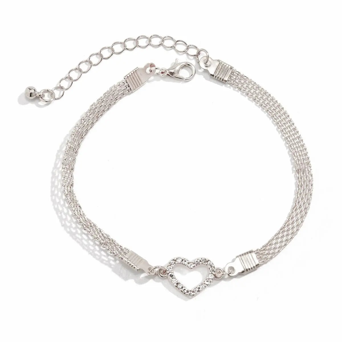 Flat Chain Anklet Heart Jewelry: Silver The Style Closet