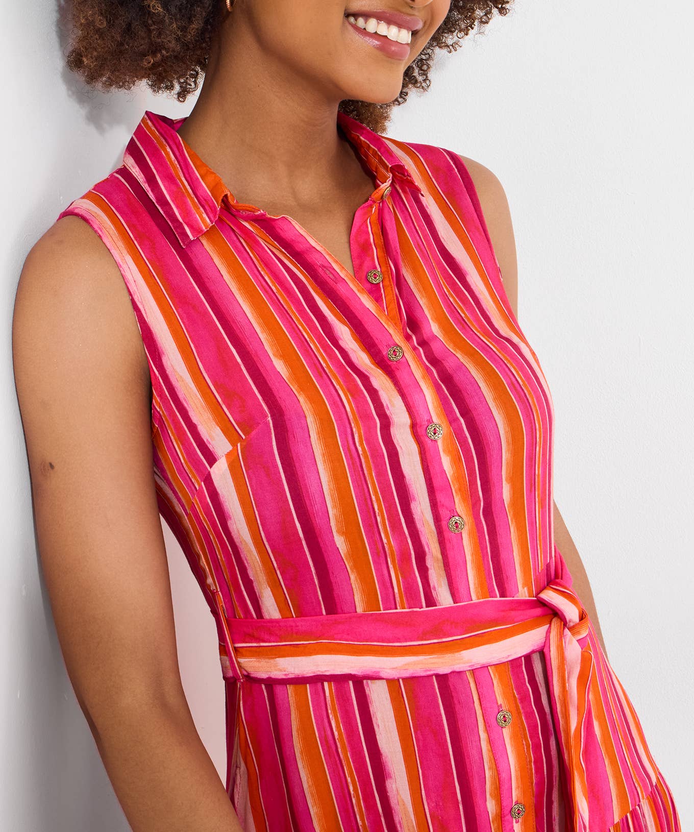 Lucy Stripe Sleeveless Maxi Dress: Pink