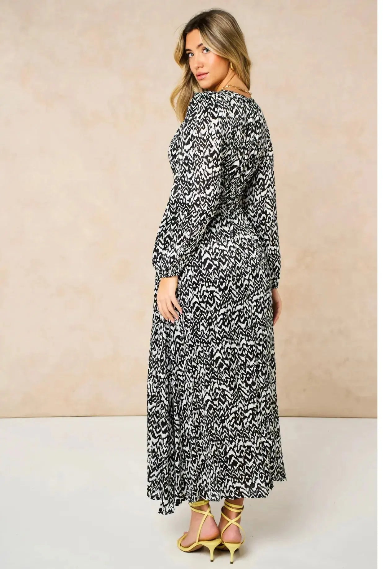 Monochrome Abstract Print Dress The Style Closet