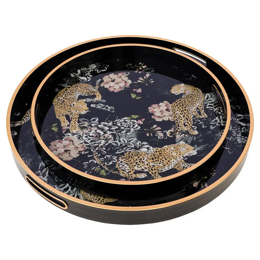 36cm Circular Tray With Leopard Design The Style Closet