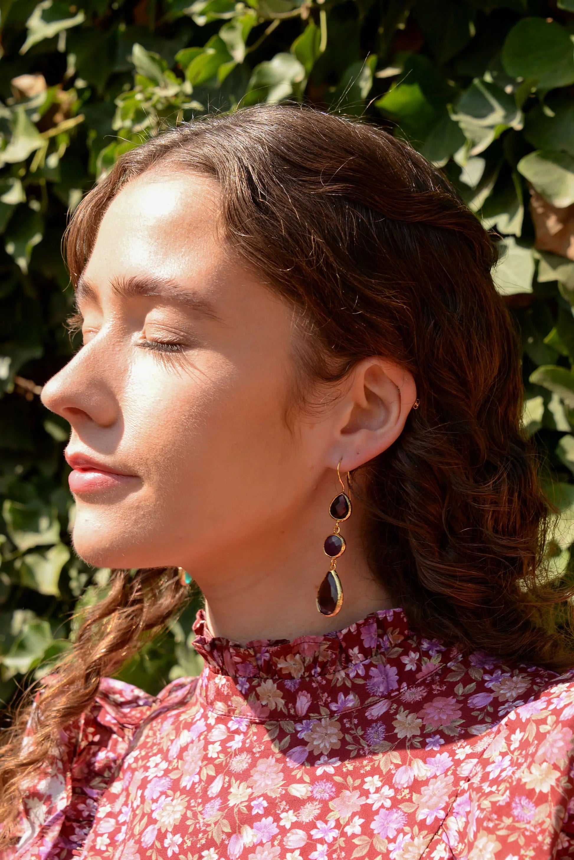 BURGUNDY THREE DROP EARRINGS The Style Closet