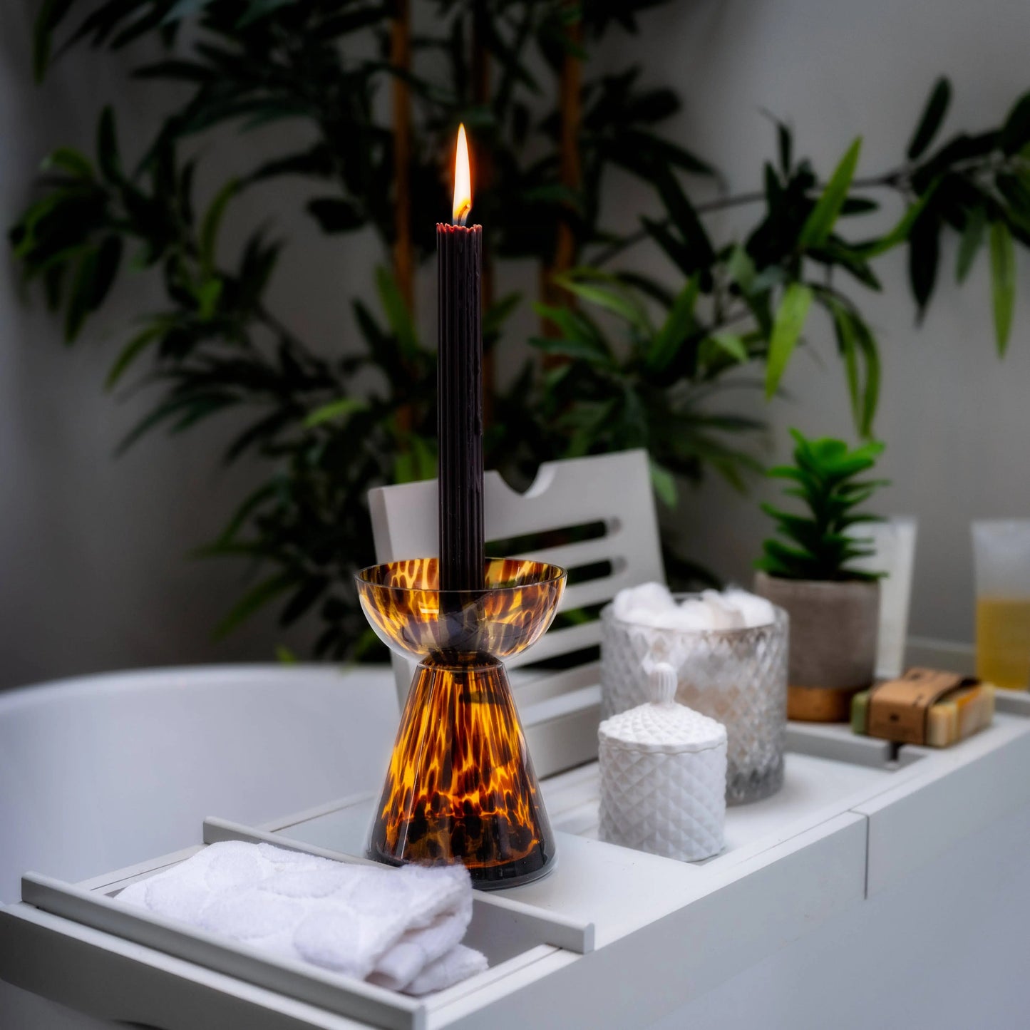 Pillar Candle Holder: Tortoise Shell  Print The Style Closet