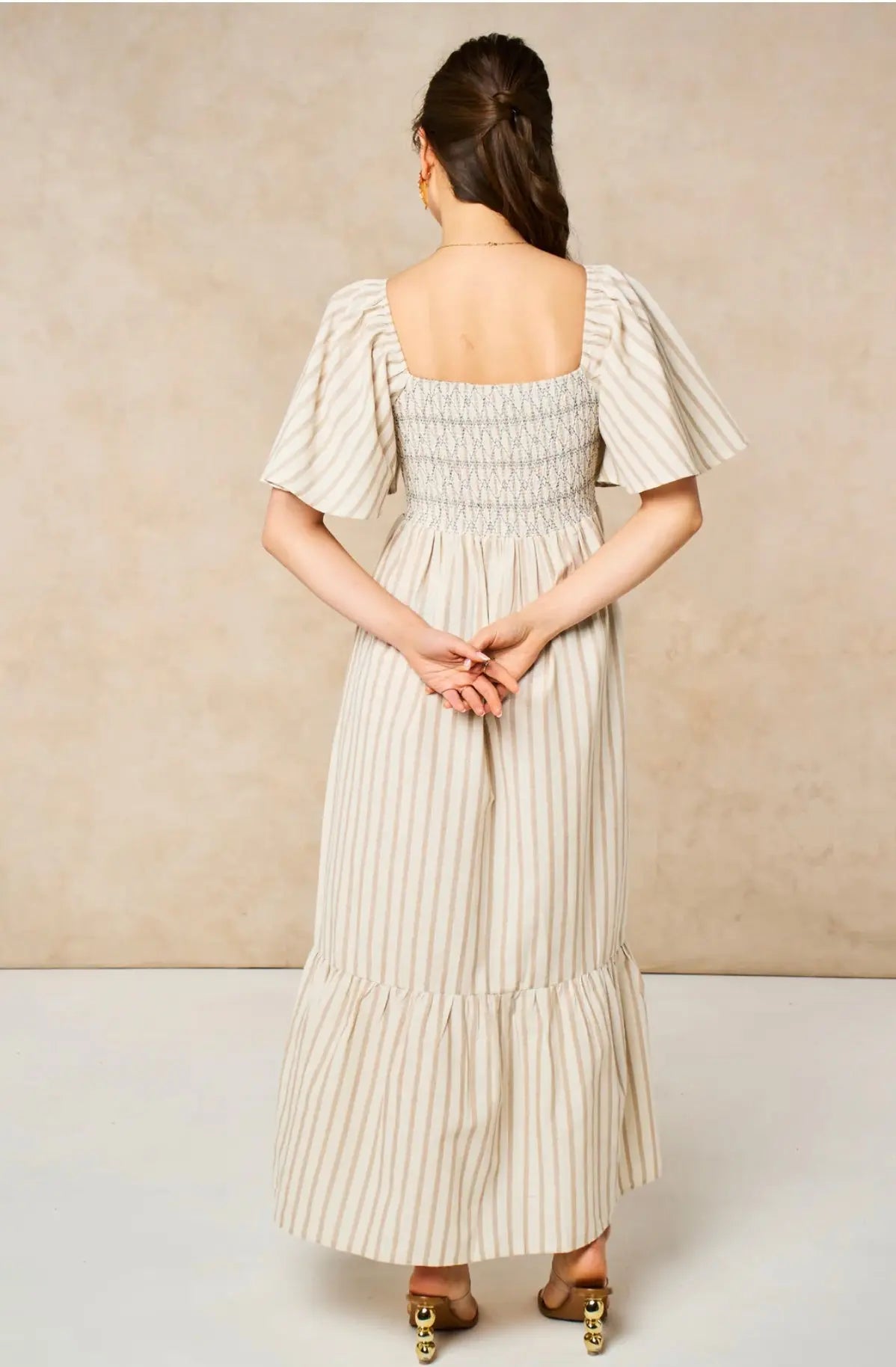 Cream Striped Maxi Dress The Style Closet