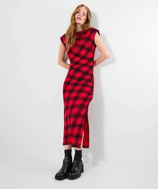 Claudia Check Jersey Dress: Red The Style Closet