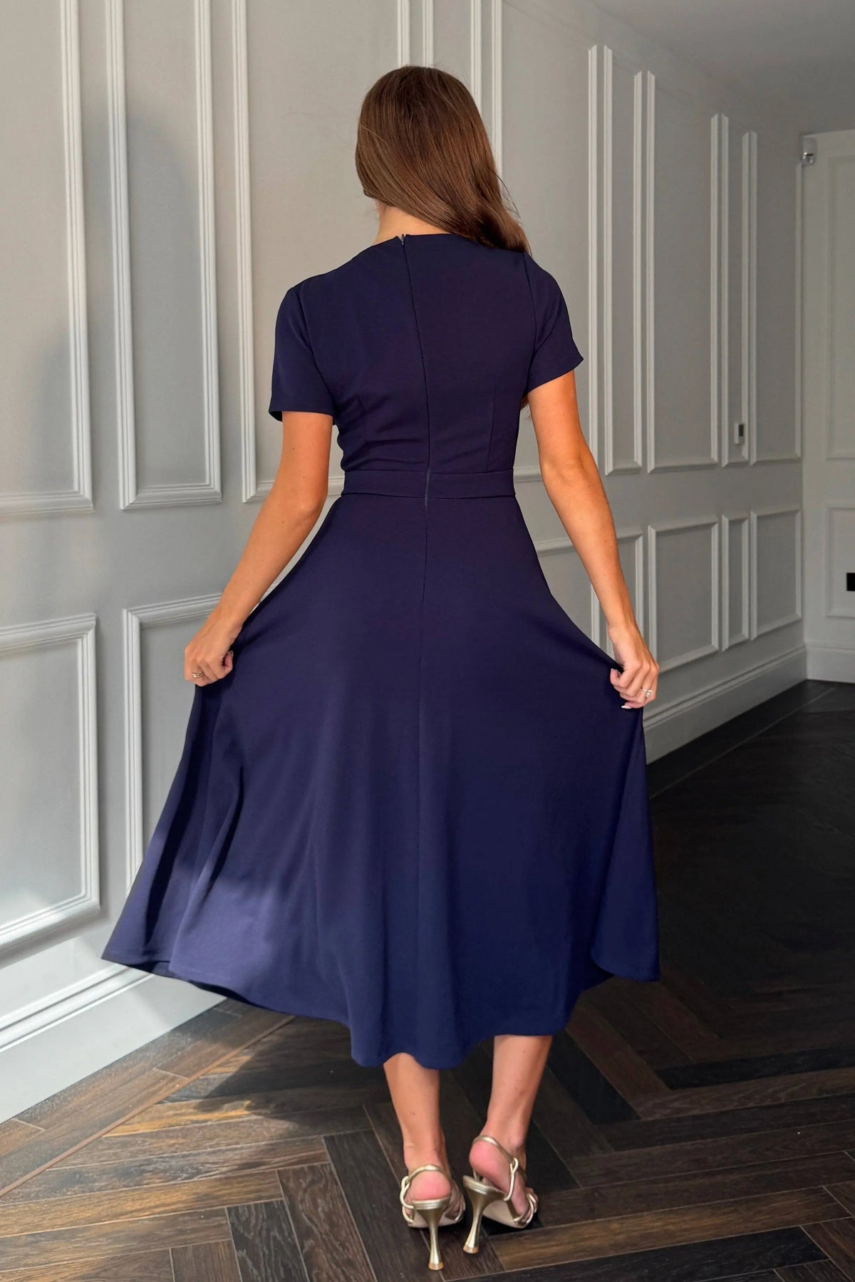 Minta Bow Detail Short Sleeve Midi Dress The Style Closet