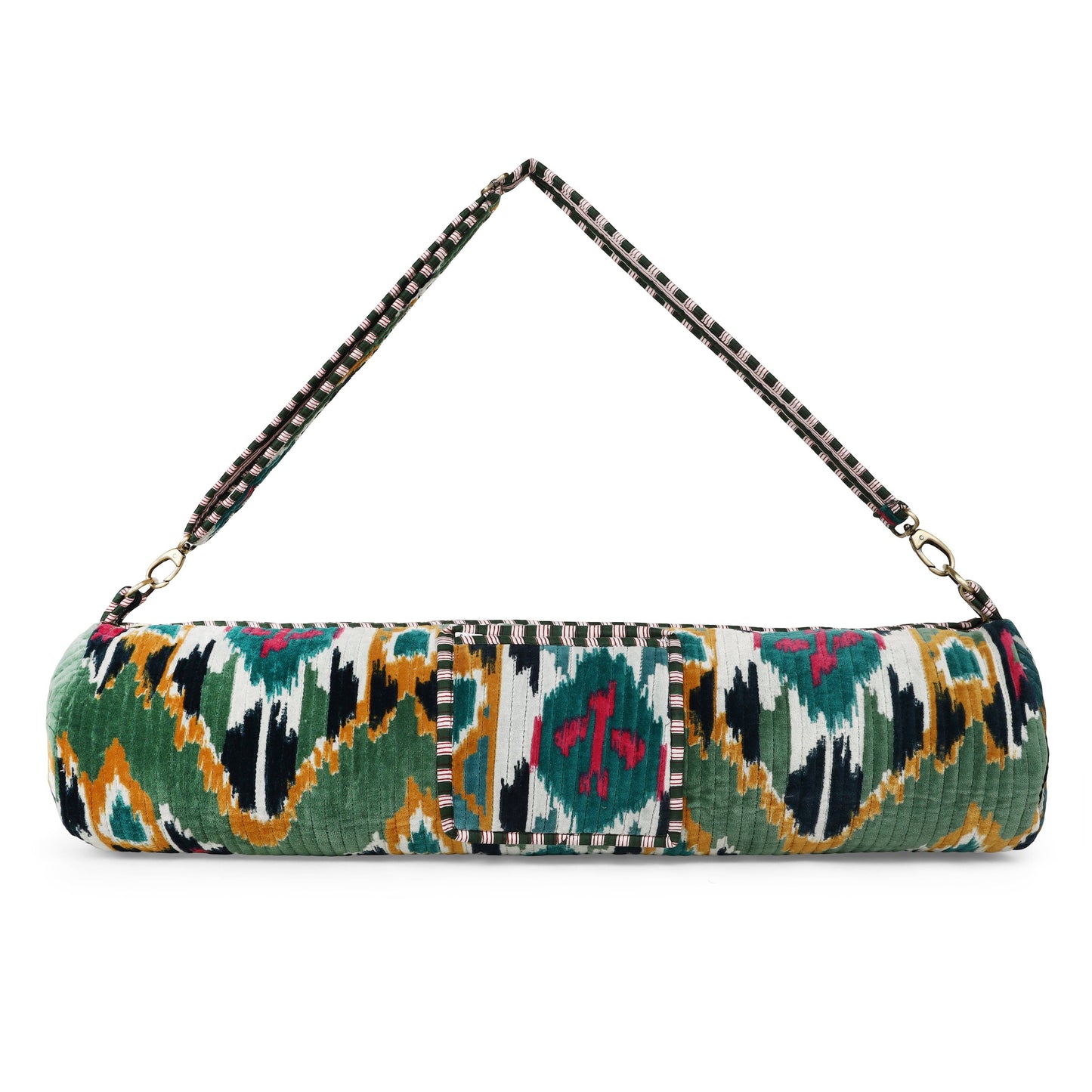 The Ikat Velvet Yoga Bag: Green