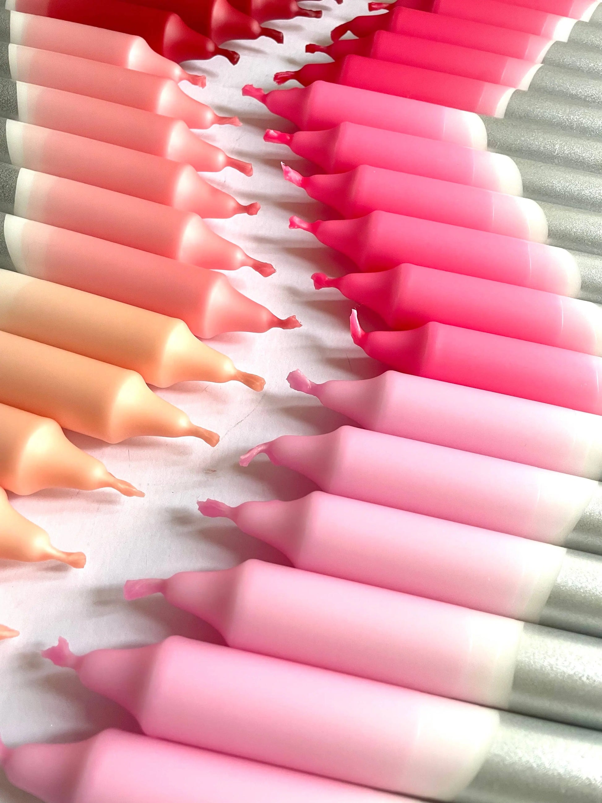 Rosy Hues & Silver Dip Dye Dinner Candles The Style Closet