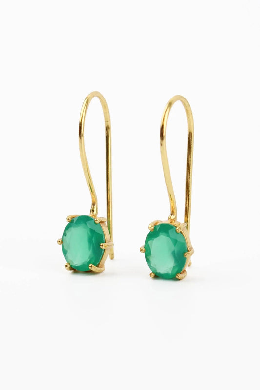 GREEN ONYX GEMSTONE CLAW OVAL EARRINGS My Doris