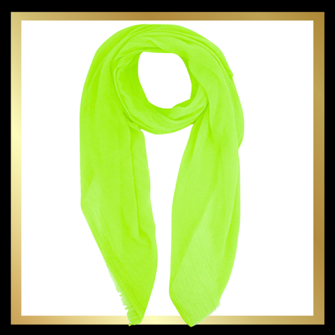 Plain Solid Colour Lightweight Scarf in Neon Yellow: One-size