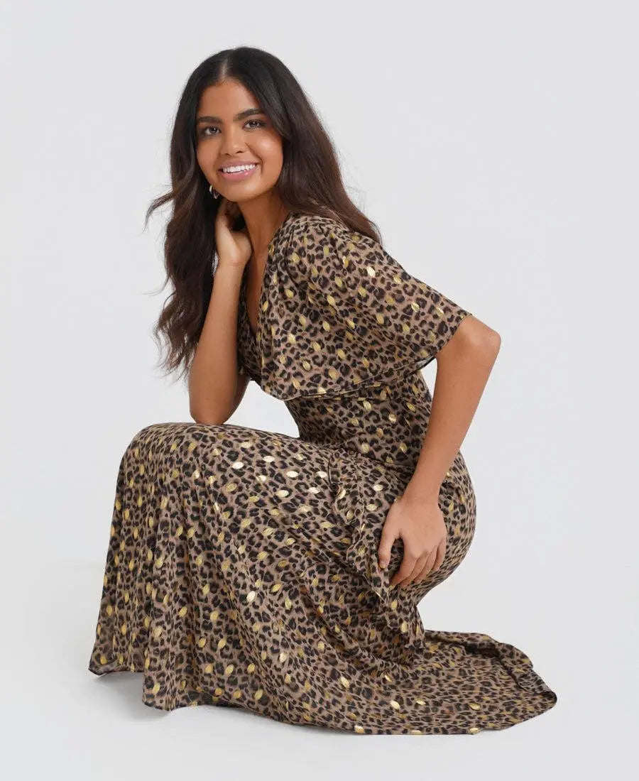 Ruffle Animal Foil Midi Dress: 16 Needs No Label