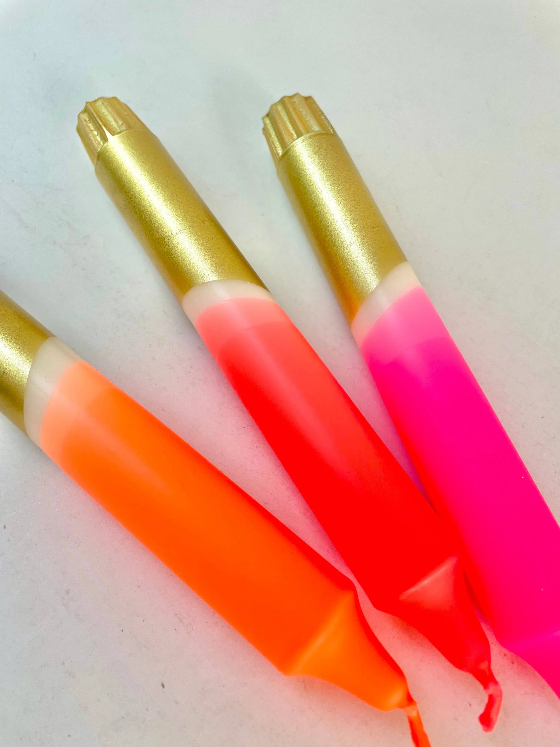 All The Neons & Gold Dip Dyed Dinner Candles The Style Closet