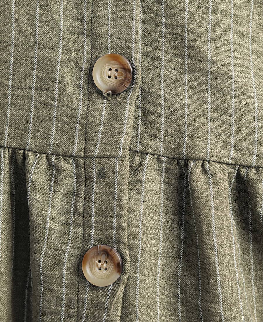 Khaki Stripe Peplum Top: L Needs No Label