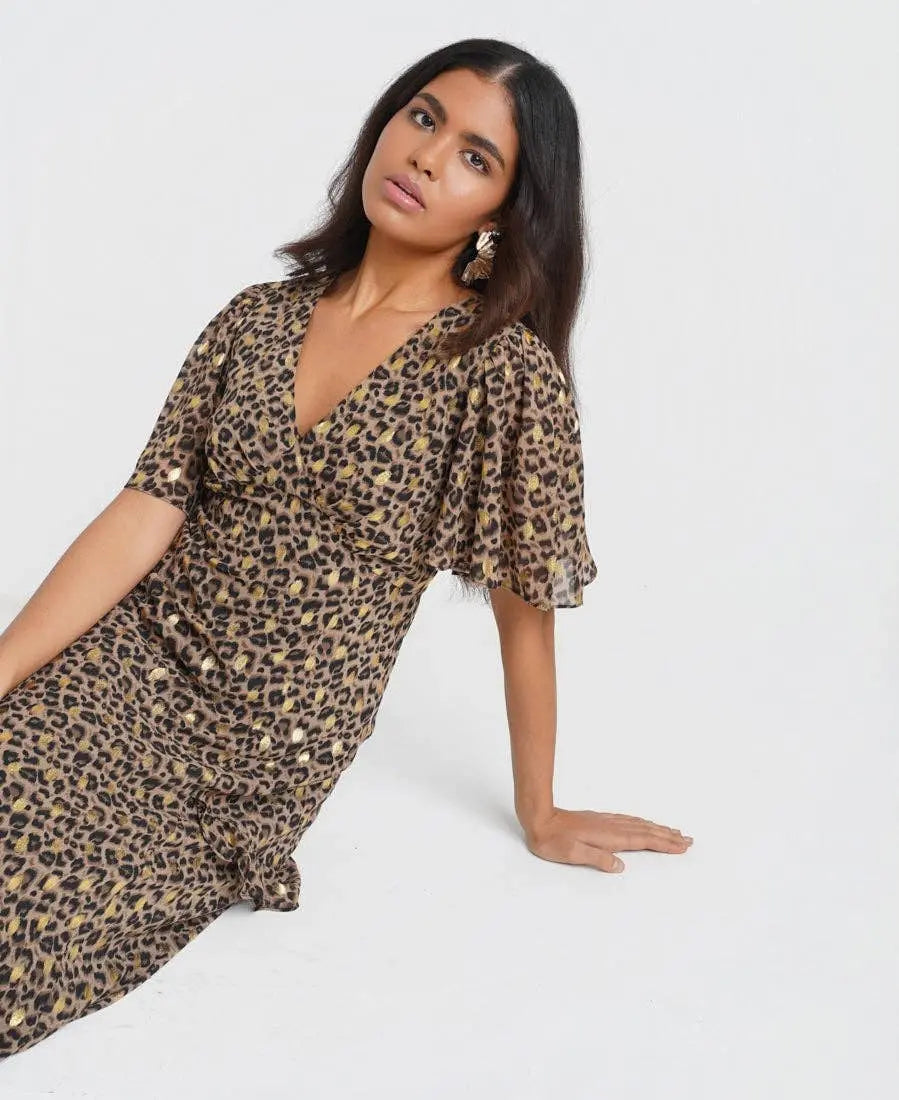 Ruffle Animal Foil Midi Dress: 12 Needs No Label