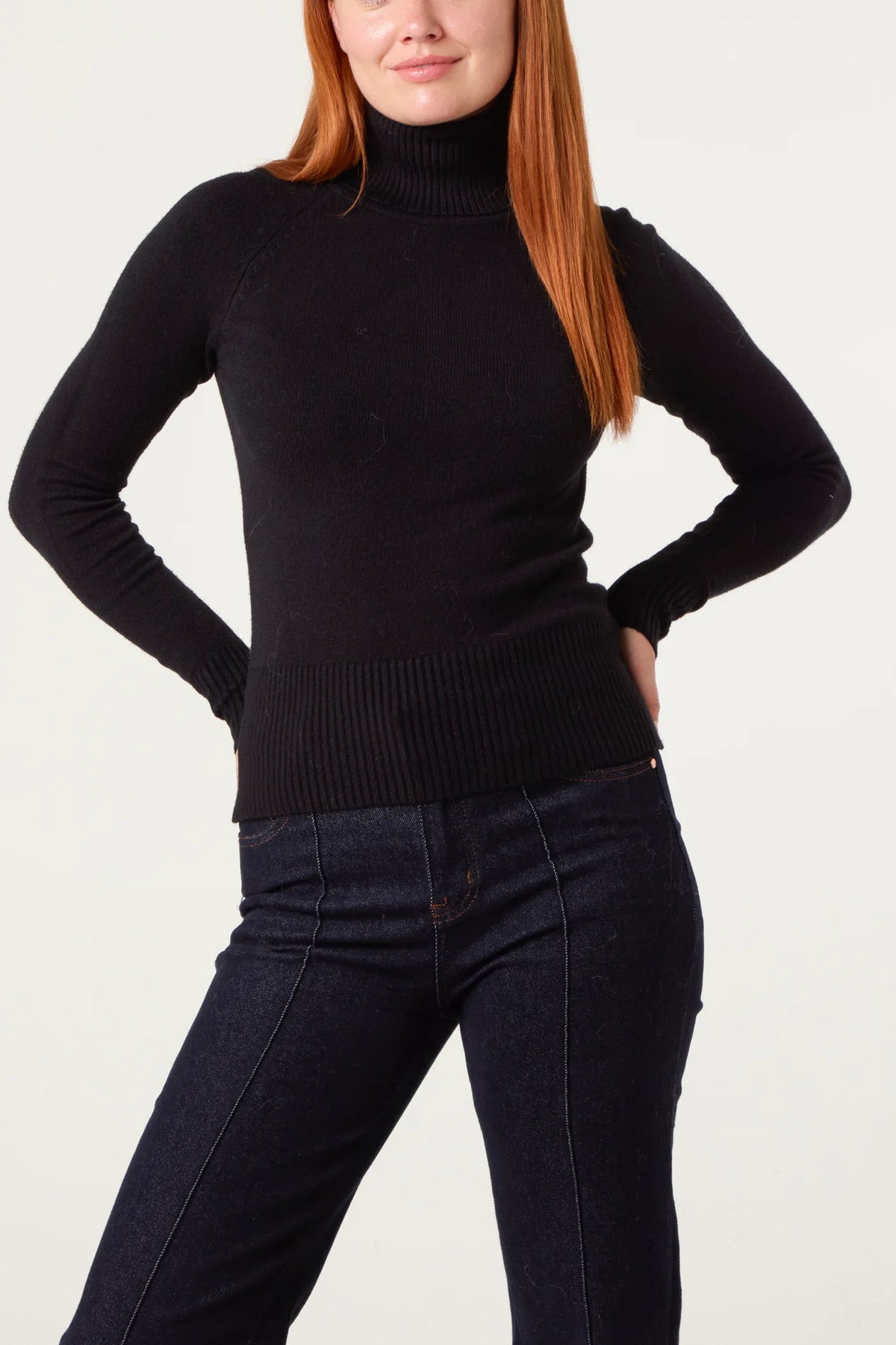Gold Button Roll Neck Jumper