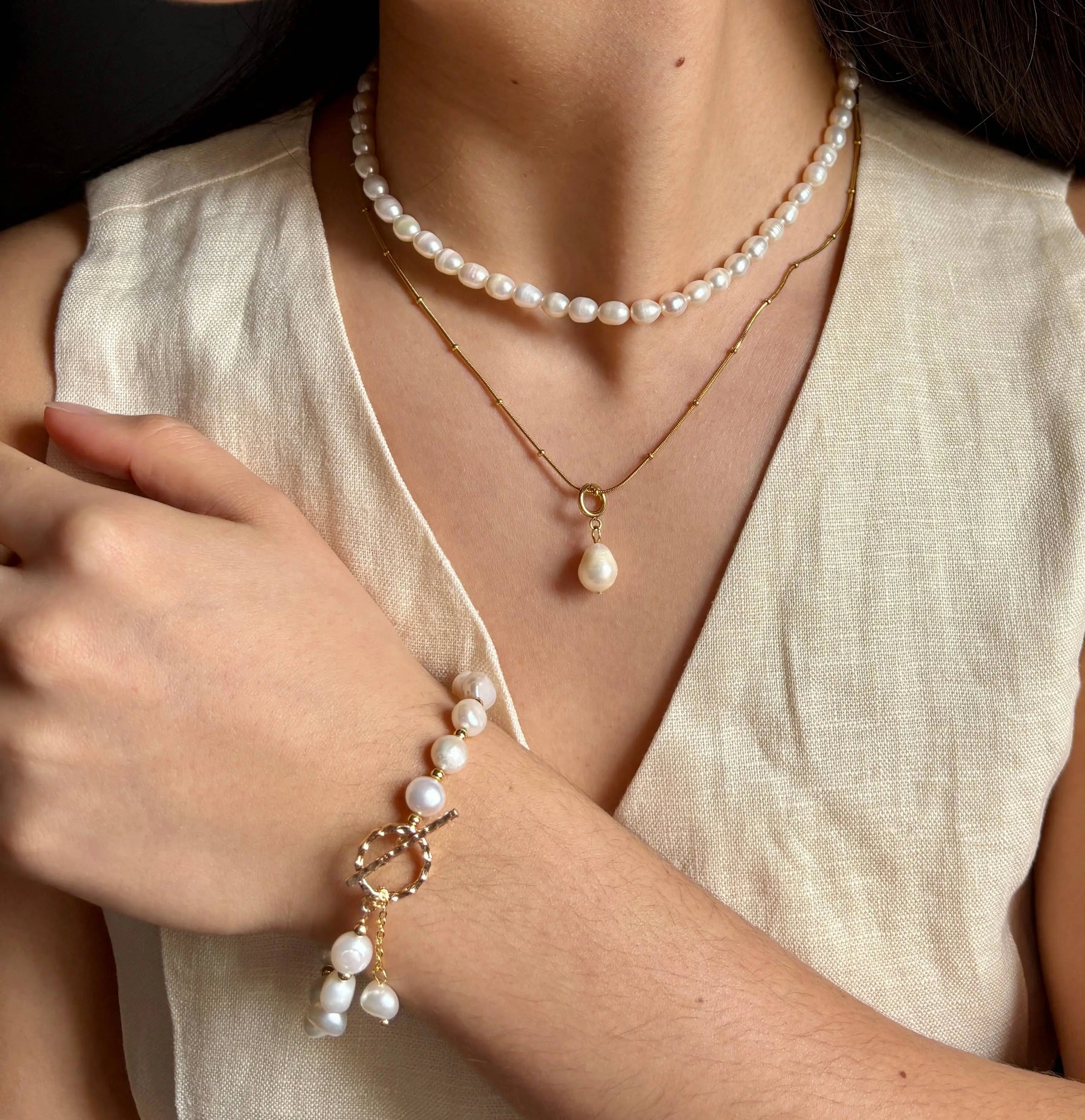 14ct Gold Plated Fresh Water Pearl T Bar Bracelet The Style Closet