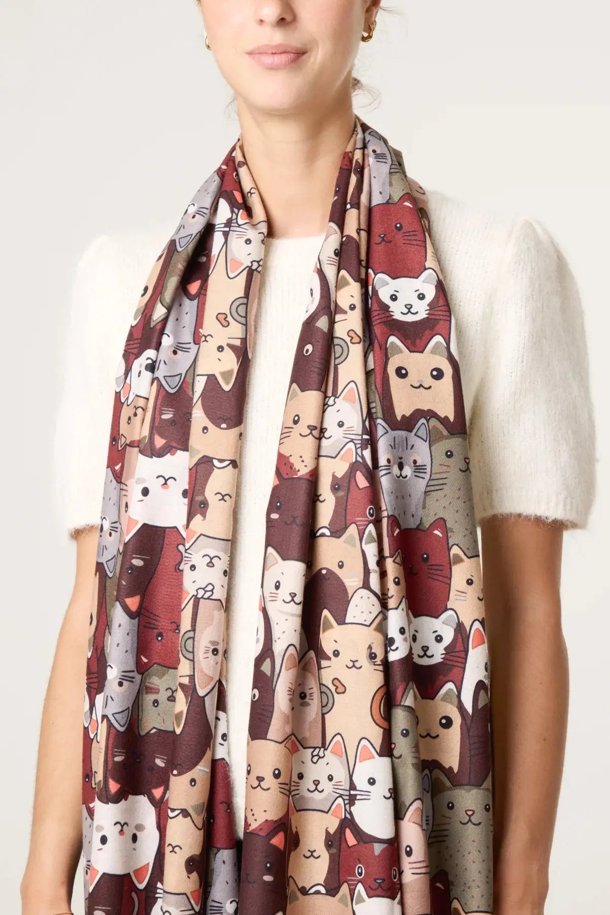 Cute Cat Print Scarf The Style Closet