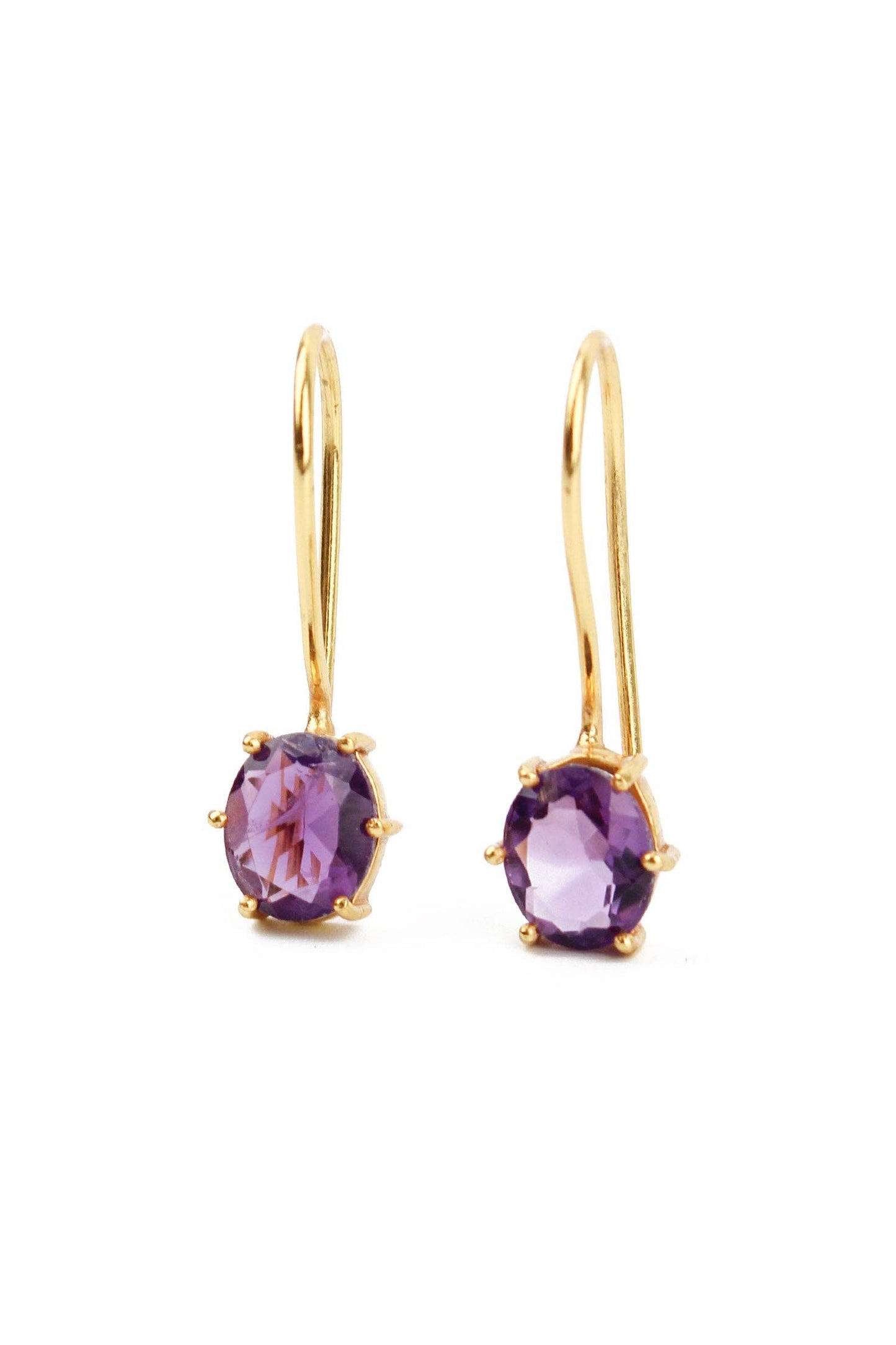 AMETHYST GEMSTONE CLAW OVAL EARRINGS