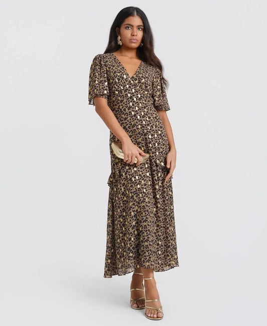 Ruffle Animal Foil Midi Dress: 12 Needs No Label