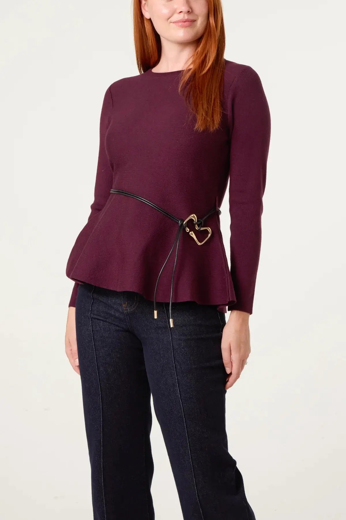PEPLUM TOP with Faux Leather Belt The Style Closet