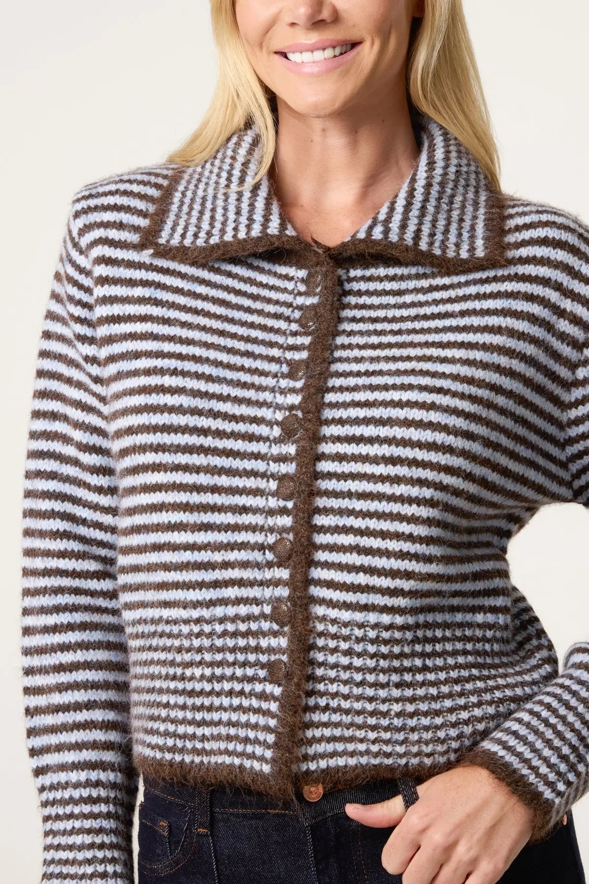 Soft striped Cardigan - Sky Blue or Pink The Style Closet
