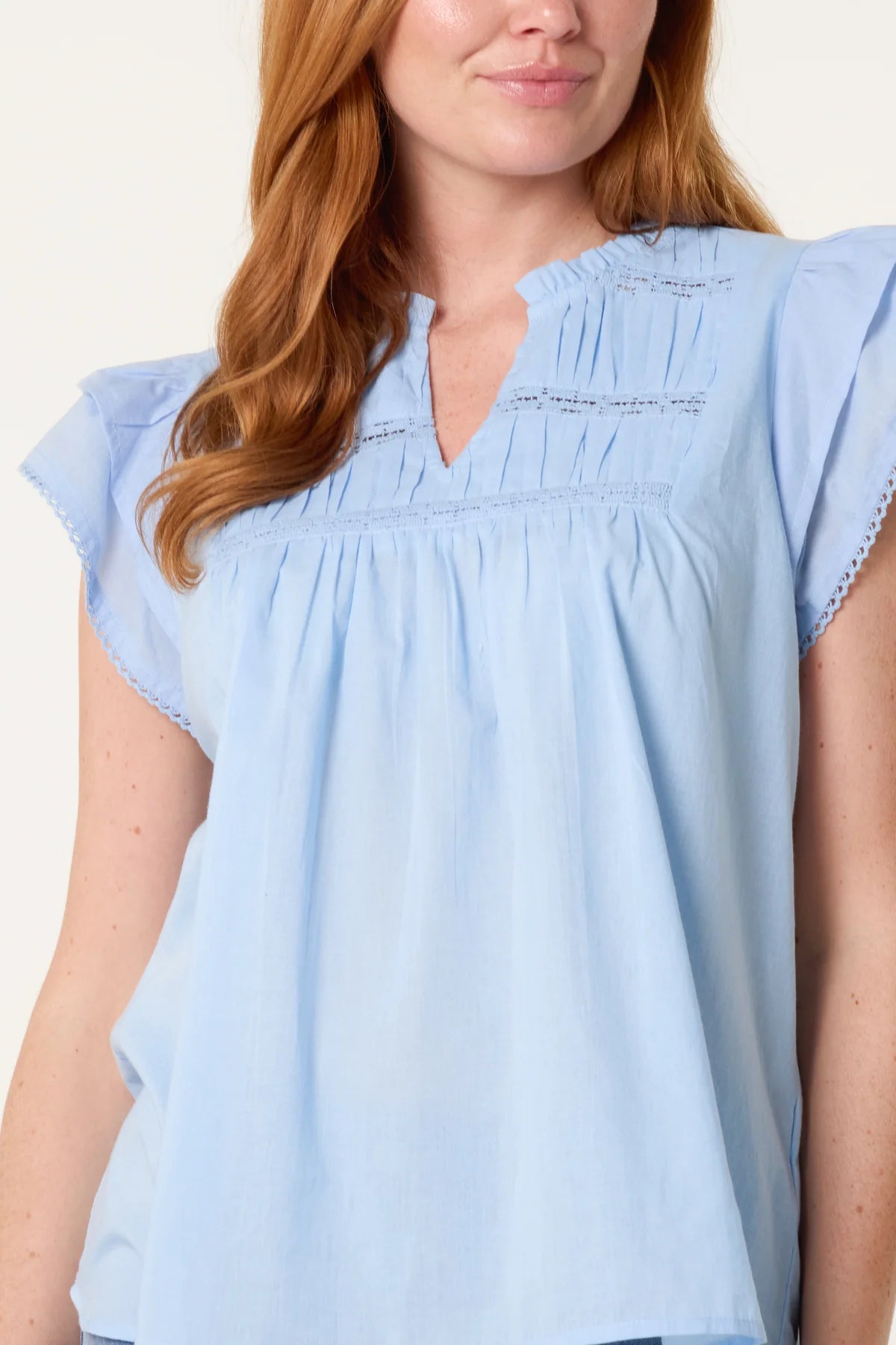 BOHO COTTON RUFFLE & LACE SLEEVE TOPS x 3 colours