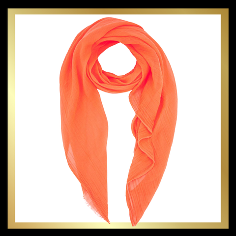 Plain Solid Colour Lightweight Scarf in Orange: One-size