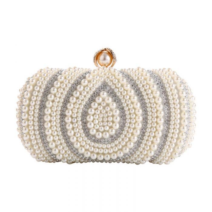 Pearl & Crystal embellished clutch bag The Style Closet