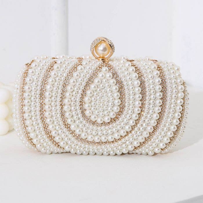 Pearl & Crystal embellished clutch bag The Style Closet