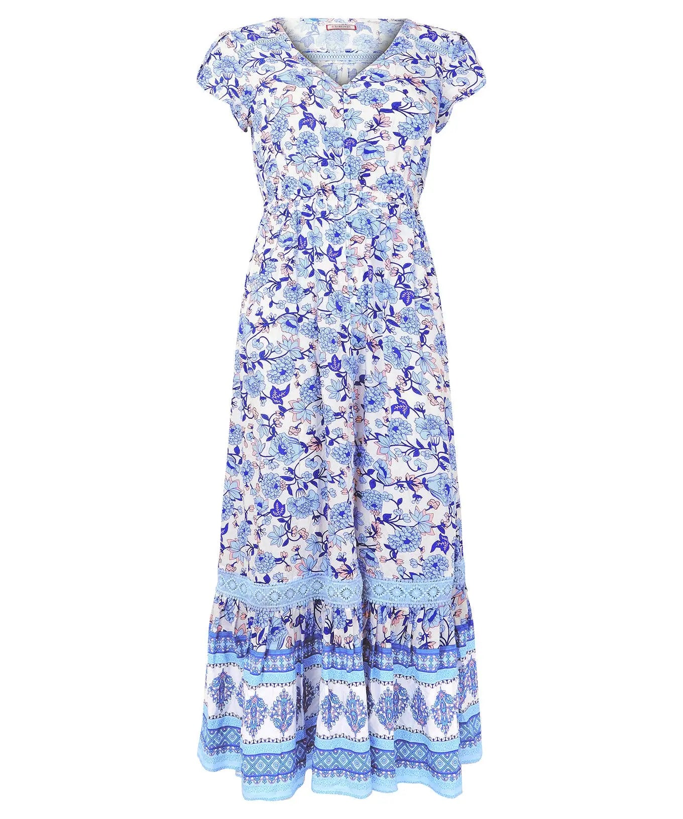 Lauren Floral Print Maxi Dress: Blue The Style Closet
