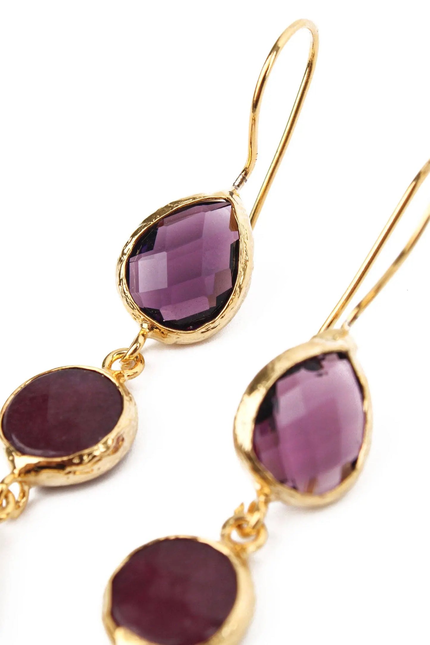 BURGUNDY THREE DROP EARRINGS The Style Closet