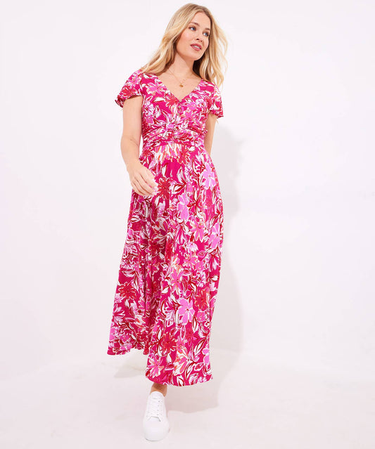 Celina Floral Maxi Dress: Pink / 10