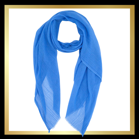 Plain Solid Colour Lightweight Scarf in Electric Blue: One-size