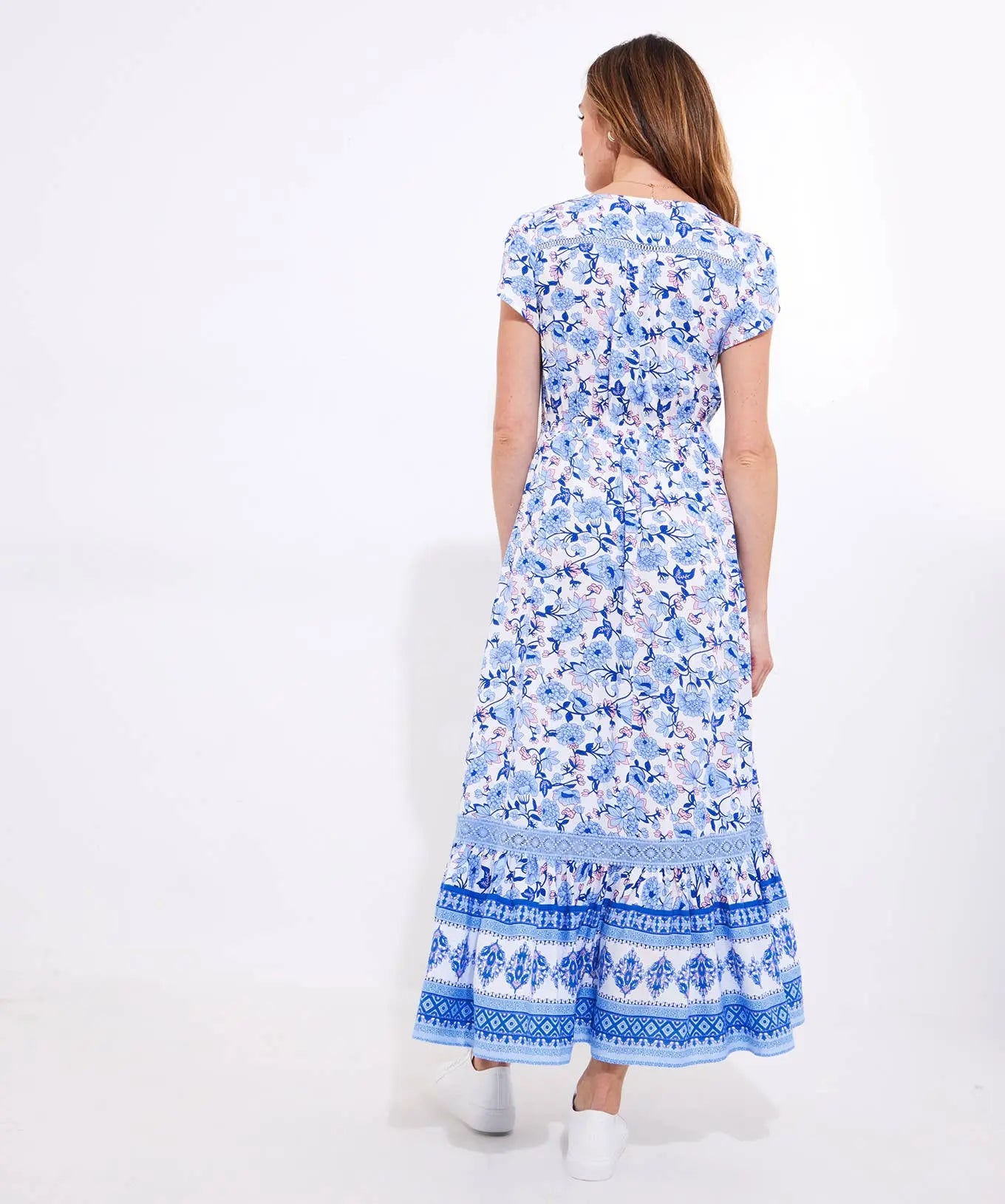 Lauren Floral Print Maxi Dress: Blue The Style Closet