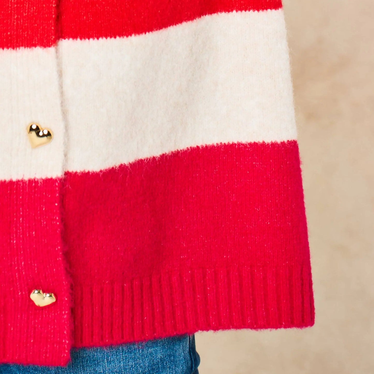 Heart Buttons Striped Sleeveless Vest in Red: One-size (UK 8-18) The Style Closet