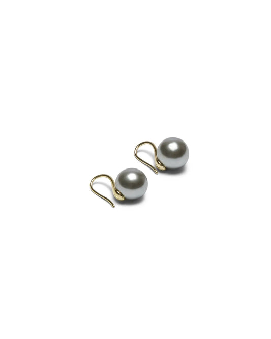 Cambridge Pull Through Ball Earrings | Grey Pearl The Style Closet