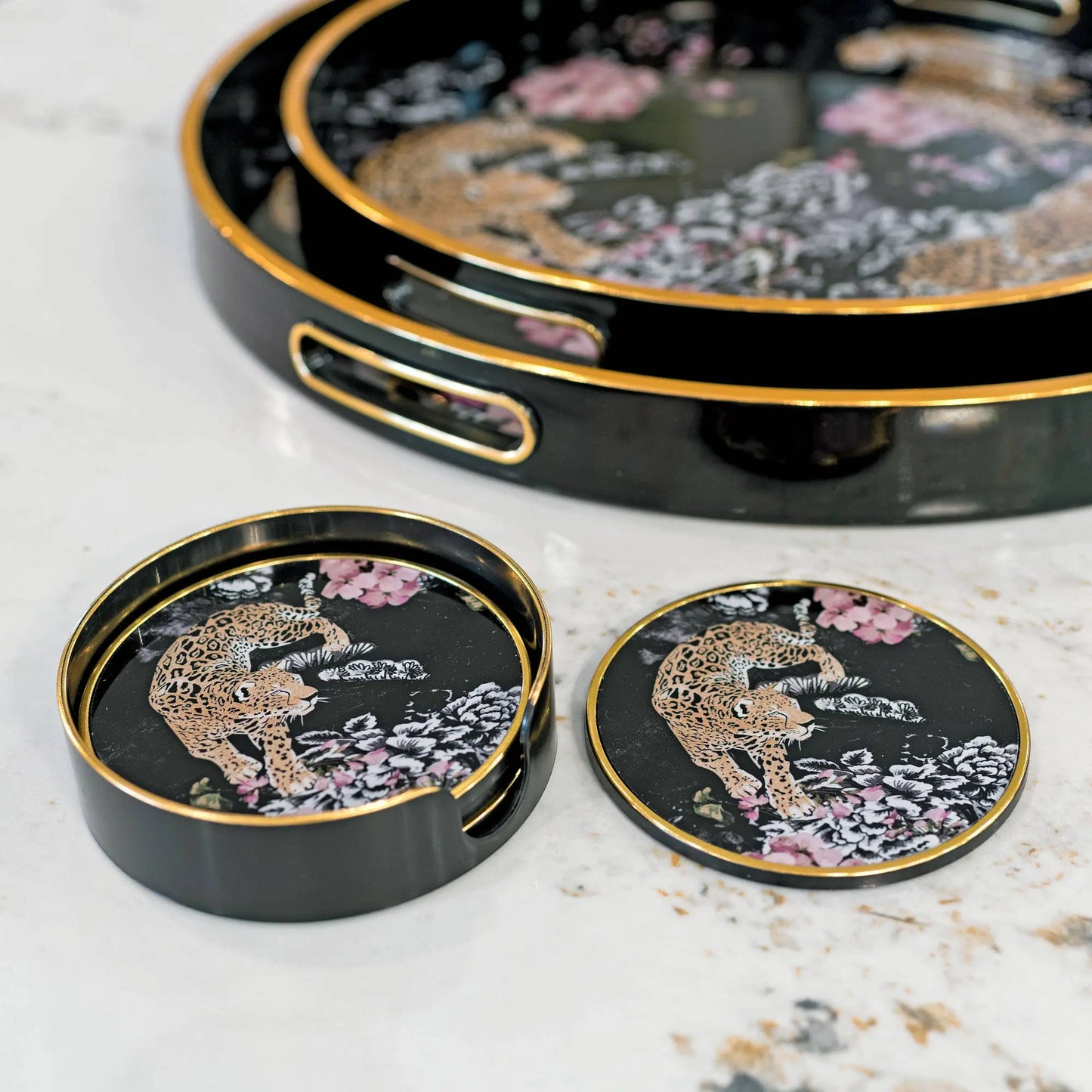 Coasters Circular Leopard Design - Set of 4 The Style Closet