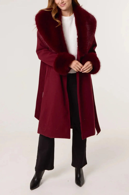Faux Fur Burgundy Coat The Style Closet