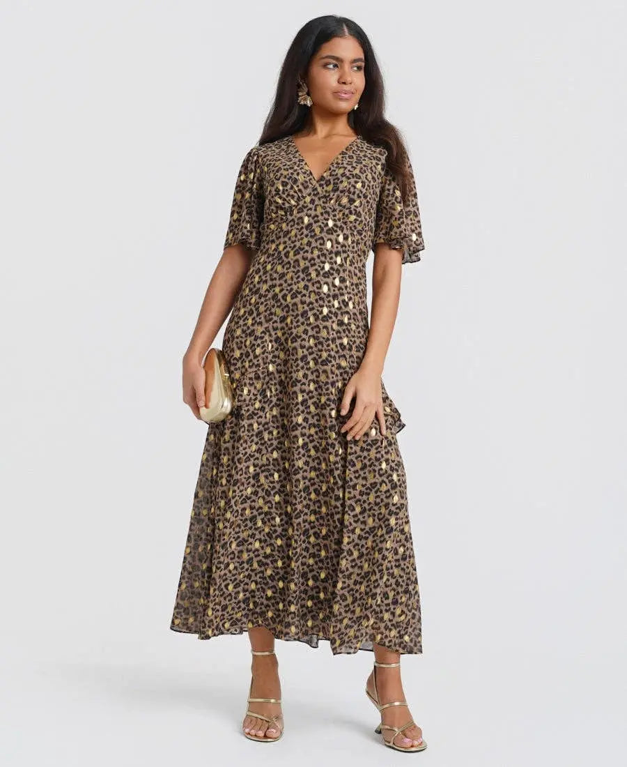 Ruffle Animal Foil Midi Dress: 14 Needs No Label