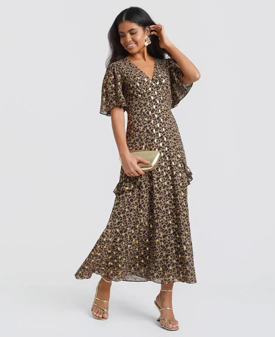 Ruffle Animal Foil Midi Dress: 14 Needs No Label