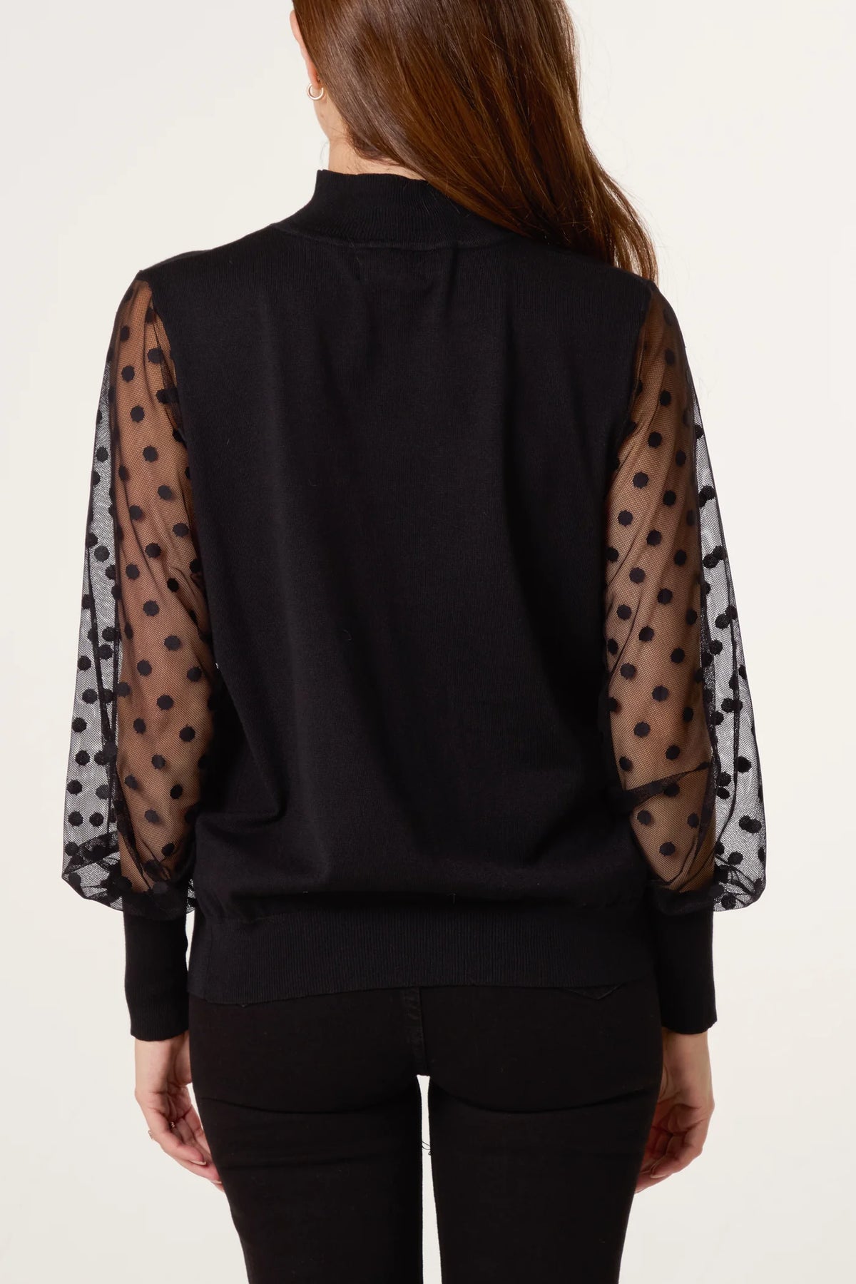 POLKA DOT MESH SLEEVE JUMPER