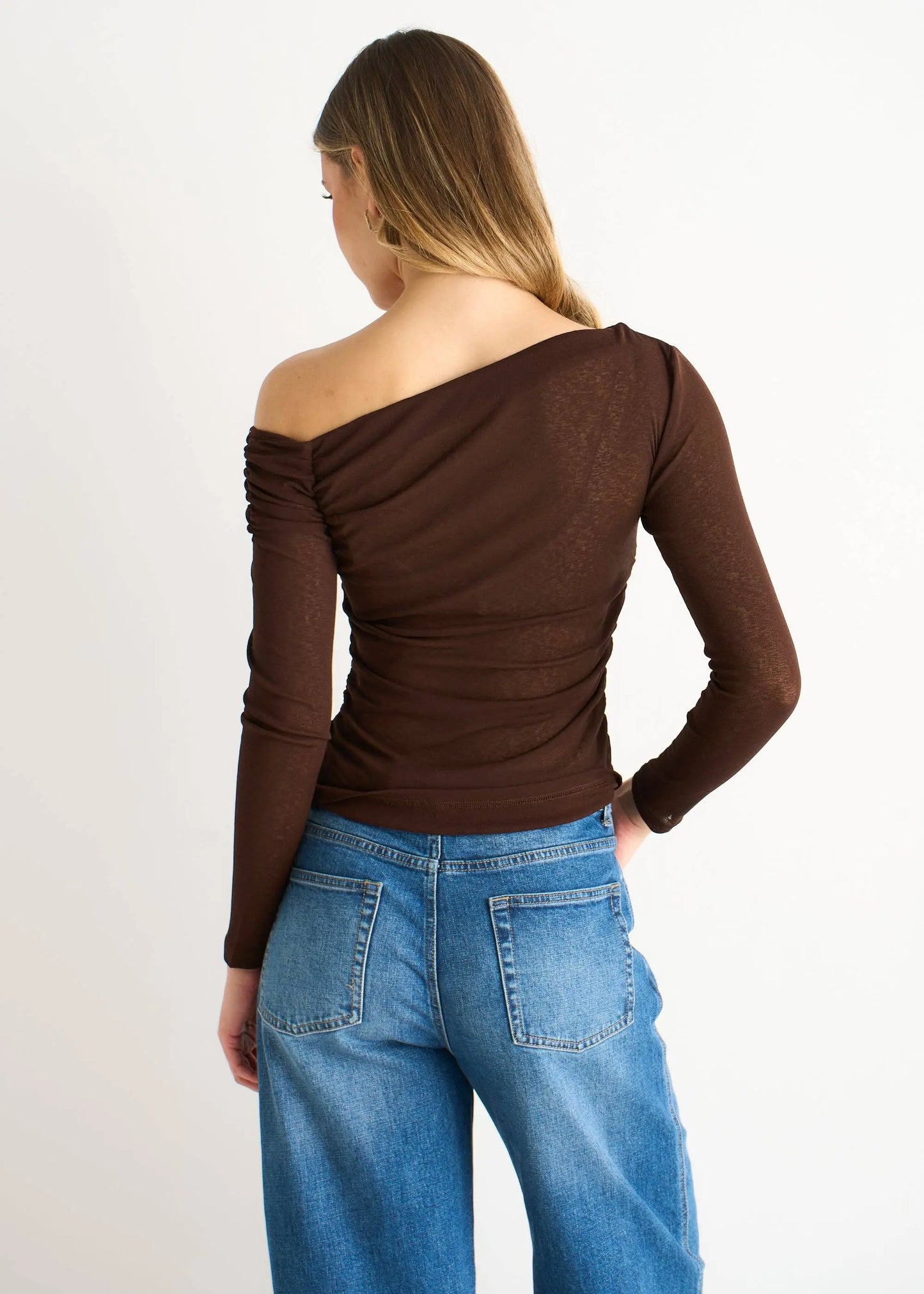 Chocolate Jersey Slash Neck Long Sleeve Top The Style Closet