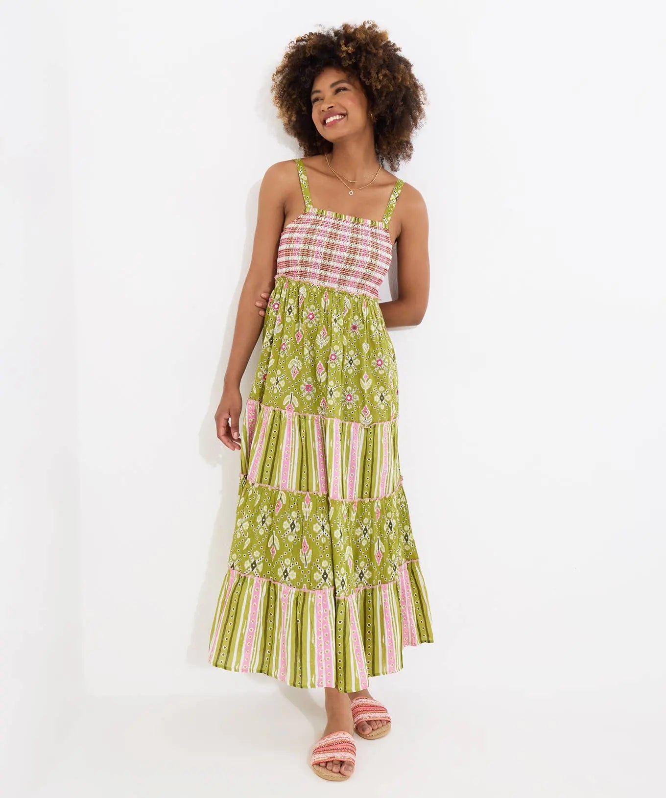 Remarkable Printed and Embellished Maxi Dress: Green The Style Closet