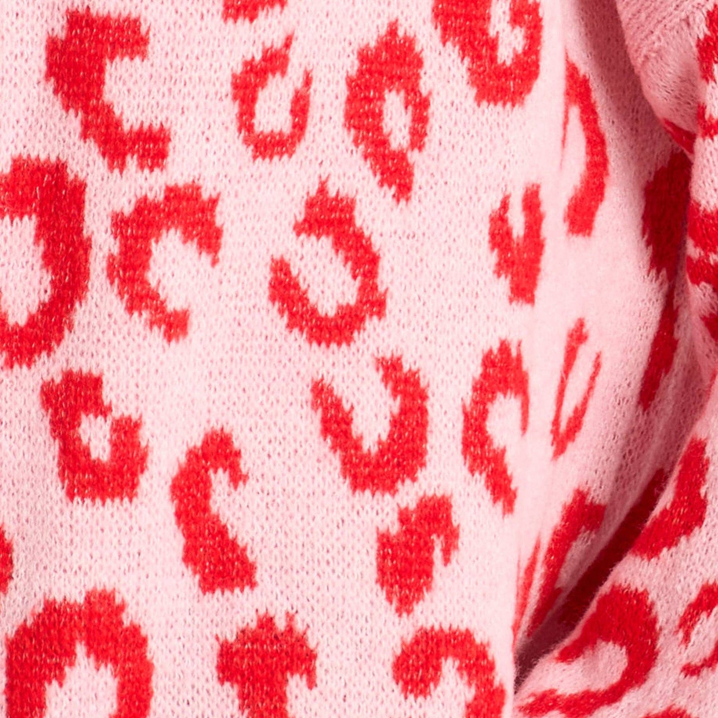 Leopard Print Italian Wool Blend Cardigan in Pink/Red: One-size (UK 8-18)