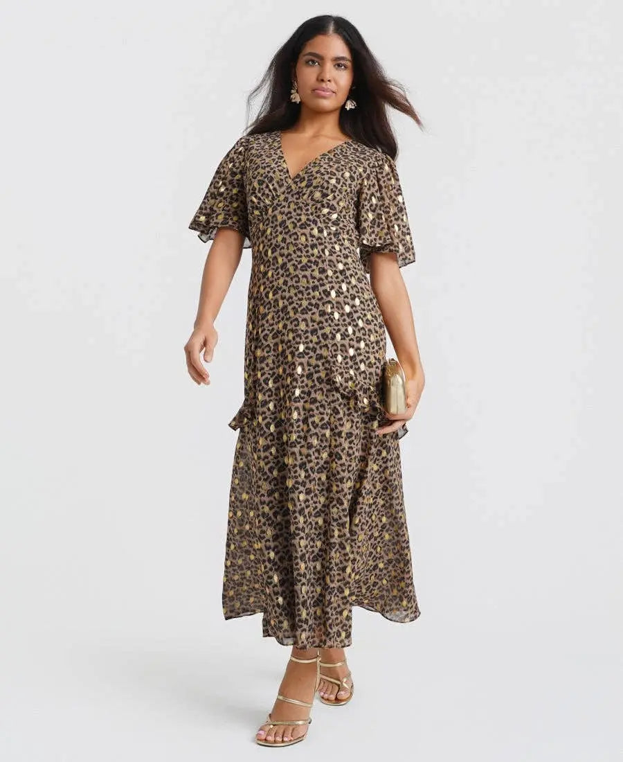 Ruffle Animal Foil Midi Dress: 12 Needs No Label