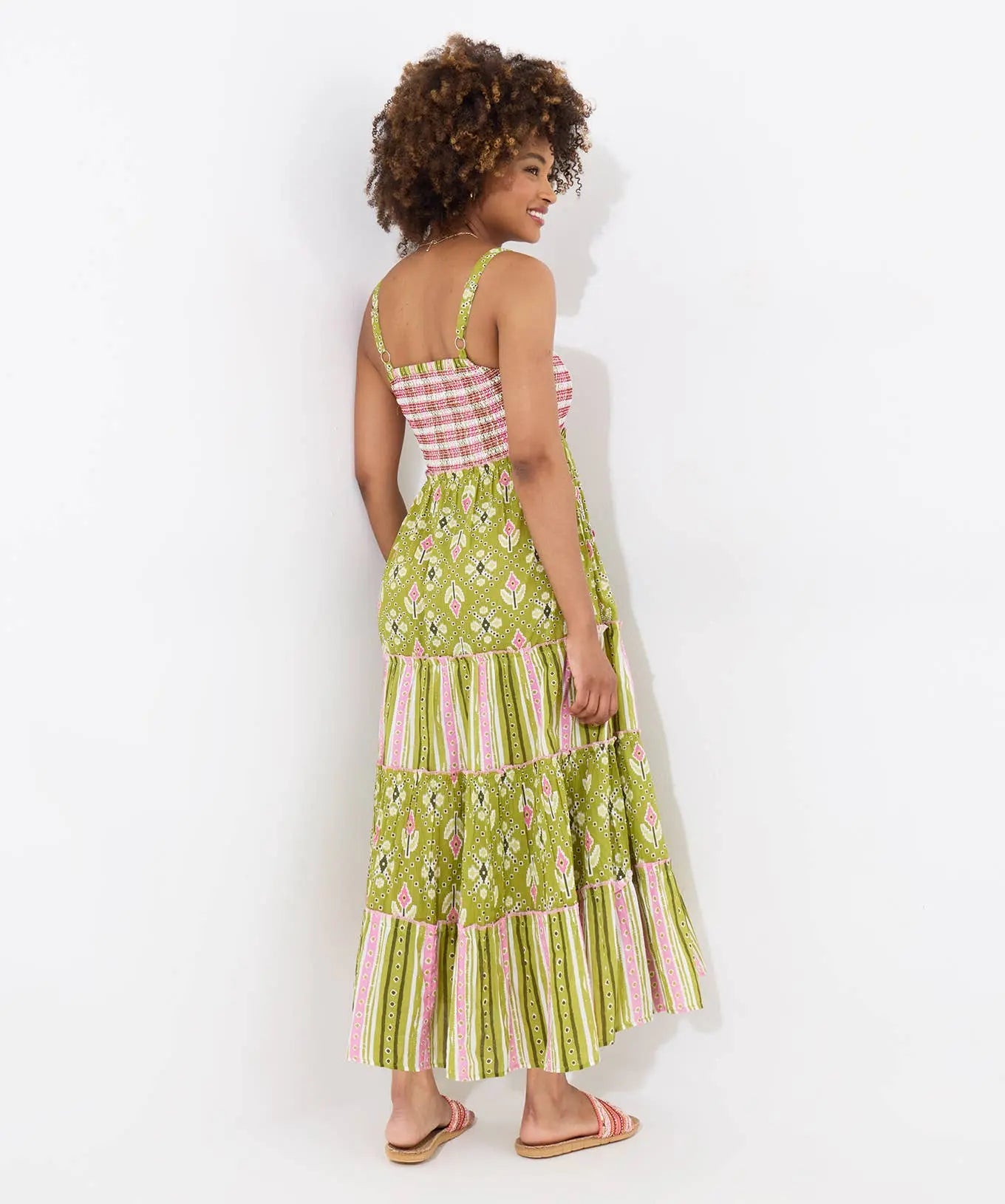 Remarkable Printed and Embellished Maxi Dress: Green The Style Closet
